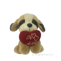 Peluche piccolo cane marrone con amore